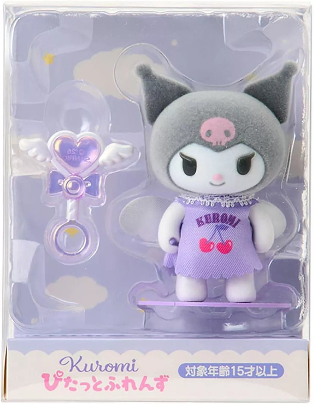 ☻｜JP#三麗鷗#酷洛米#天使#植絨款#紫：公仔扭蛋盒玩佈景擺飾品(人物約4.5×3.5×6.3cm/包裝約8×4.2×10cm)。