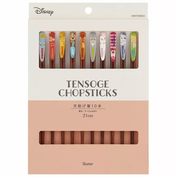 ☻｜JP#迪士尼#廚具/餐具#經典版#童話角色風：天然木，筷子十根組(約21cm)。