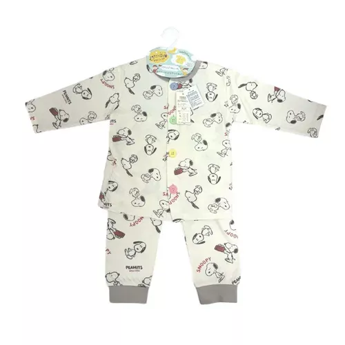 ☻｜JP#史努比#兒童/男孩/女孩#長袖#白：睡居/衣褲套裝組(100)。