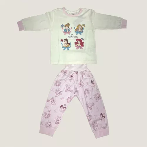 ☻｜JP#迪士尼#公主#兒童/女孩#長袖#白粉色：睡居/衣褲套裝組(100/身長約95~105cm)。