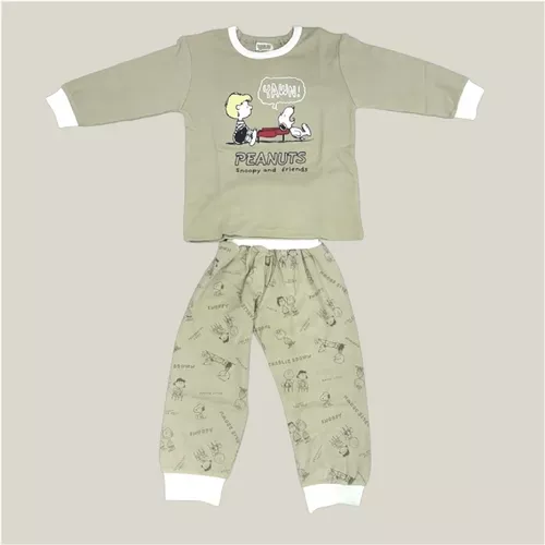 ☻｜JP#史努比#兒童/男孩/女孩#長袖#灰：睡居/衣褲套裝組(100/身長約95~105cm)。