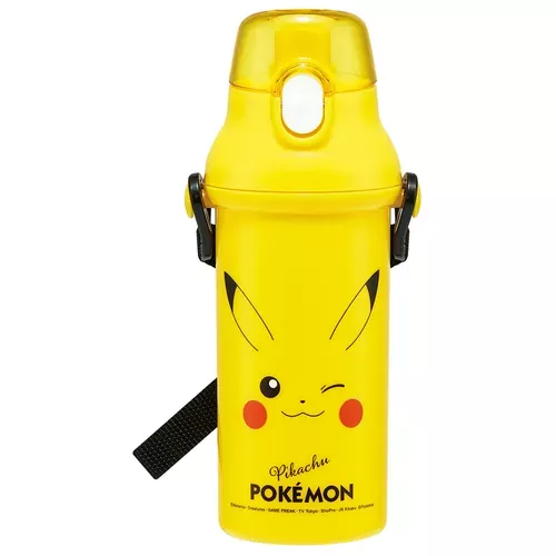 ☻｜JP#神奇寶貝/寶可夢#皮卡丘#直飲式#黃：水瓶水壺罐(約9.5×7.9×21cm/480ml)。