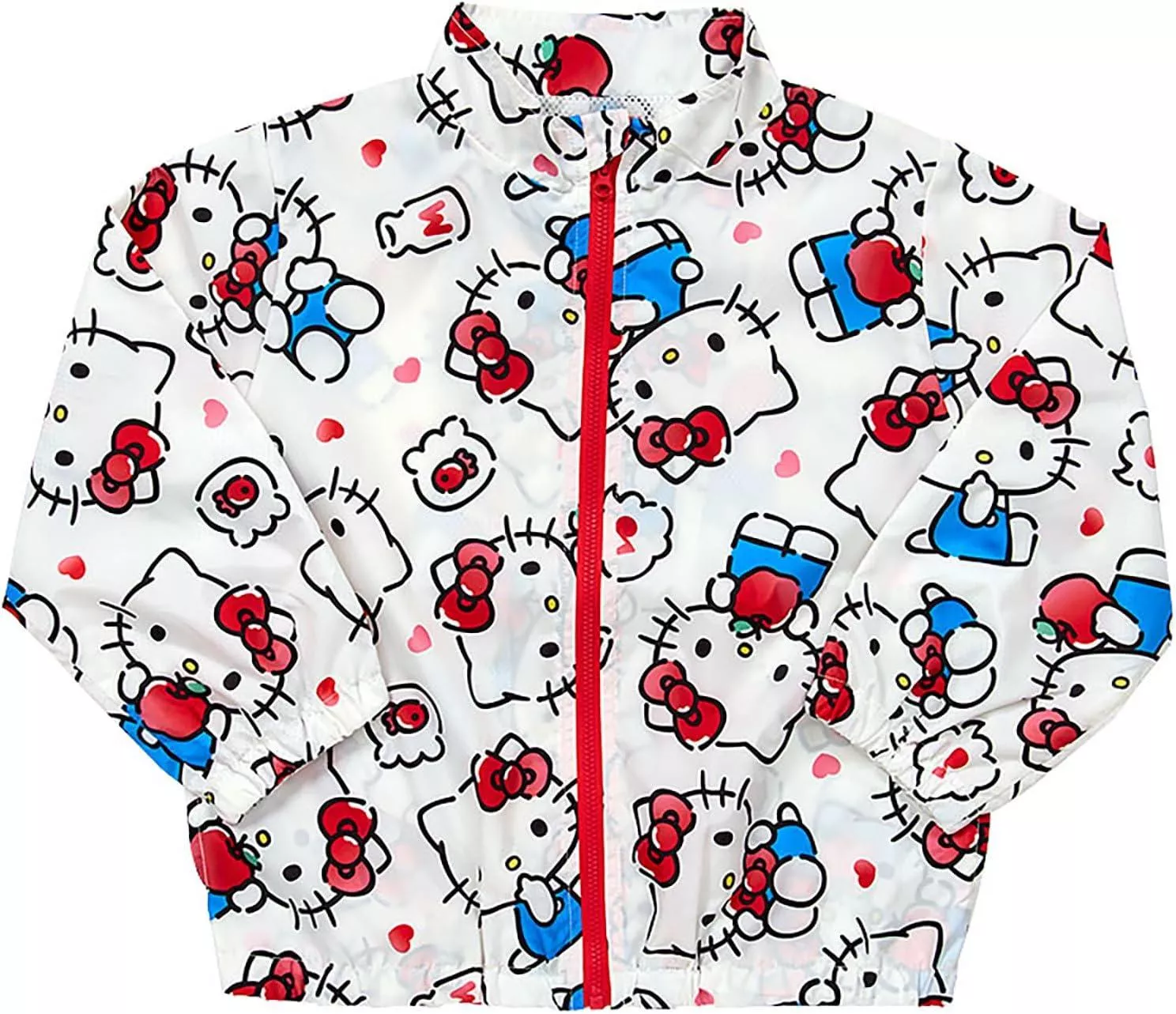☻｜JP#三麗鷗#凱蒂貓#臉譜風#兒童/女孩#長袖#白：風衣/外套(100/110/120/130/140)。