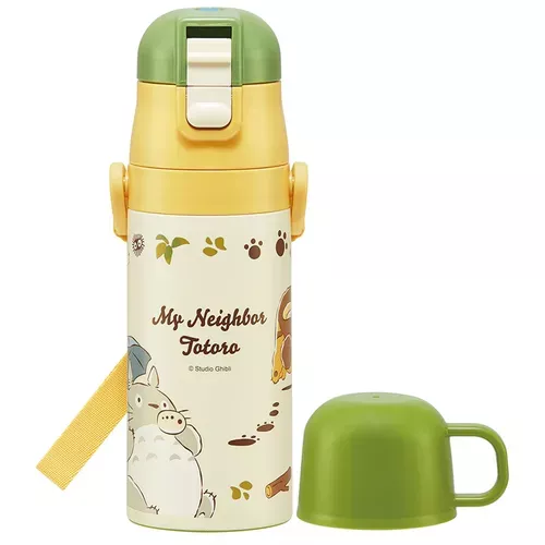 ☻｜JP#吉卜力#龍貓/豆豆龍#秋季風：不鏽鋼，雙蓋式/水瓶水壺罐(杯飲約6.8x19.7cm直飲約6.8x21cm/內塞保溫74度以上(6小)/內塞冷藏8度以下(6時)瓶蓋冷藏9度以下(6時)/杯飲約350ml直飲約410ml)。