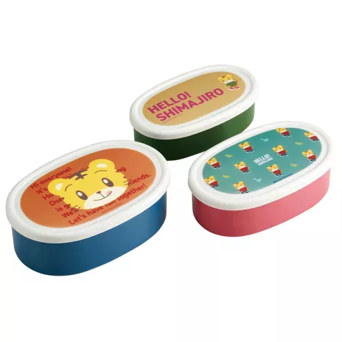 ☻｜JP#可愛巧虎島#廚具/餐具#藍紅綠：保鮮盒/密封盒三入兩件組(S約11.9×6.9×37cm180ml/M約12.9×8×4.4cm280ml/L約14×9×5.1cm400ml)。