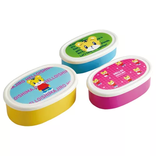 ☻｜JP#可愛巧虎島#廚具/餐具#粉黃藍：保鮮盒/密封盒三入兩件組(S約11.9×6.9×37cm180ml/M約12.9×8×4.4cm280ml/L約14×9×5.1cm400ml)。