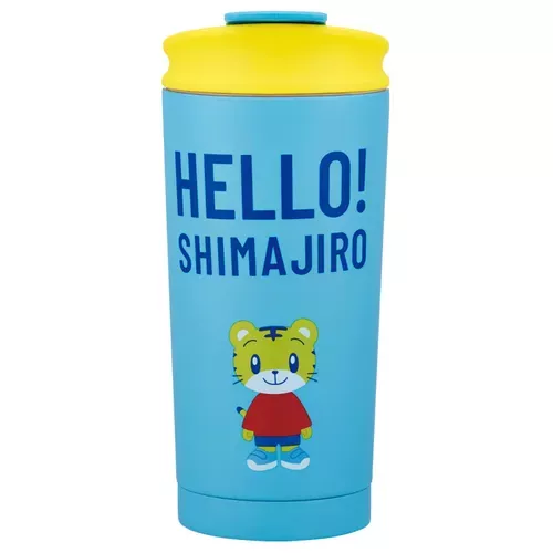 ☻｜JP#可愛巧虎島#巧虎#甜甜圈#藍黃色：不鏽鋼，杯蓋組(約80×185mm/450ml)。