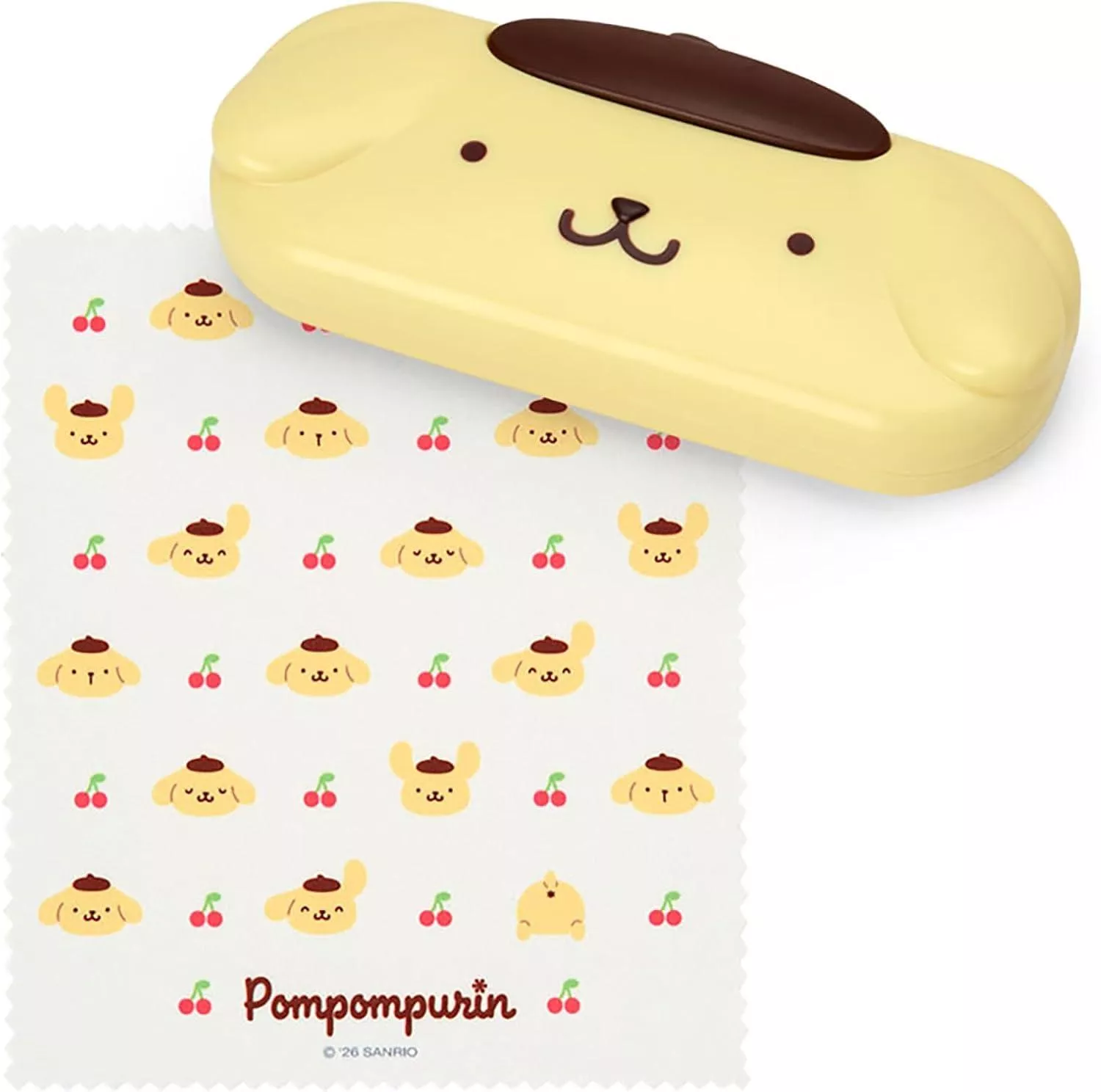 ☻｜JP#三麗鷗#布丁狗#淺黃色：眼鏡盒(約15×7×3.5cm/鏡布約15×17.5cm)。