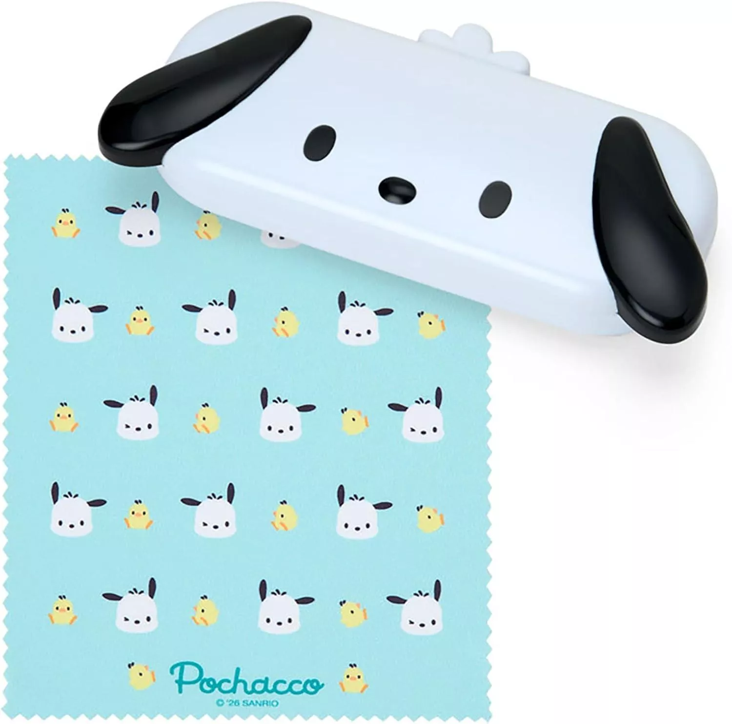 ☻｜JP#三麗鷗#帕恰狗#淺綠色：眼鏡盒(約15×7×3.5cm/鏡布約15×17.5cm)。