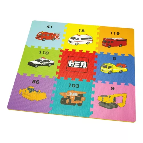 ☻｜JP#多美/Tomica#工程車#彩：地墊/巧拼組(單片約29.5×29.5×1cm/合成時86.5×86.5×1cm)。