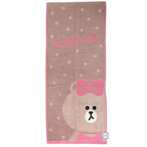 ੴ ｜JP#LINEFRIENDS#熊美/CHOCO#咖粉色：毛巾兩件組(約340×800mm)。