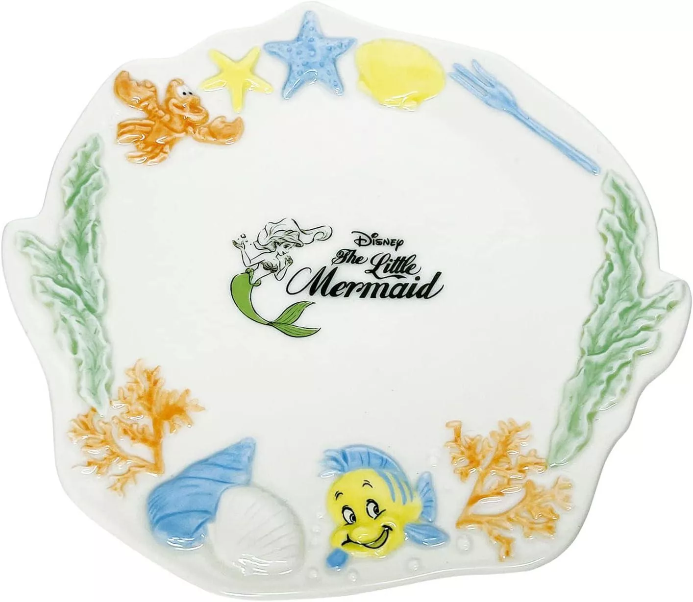 ੴ ｜JP#迪士尼#小美人魚#海世界#餐具/廚具#白：陶瓷，盤(約16×17×1.5cm)。