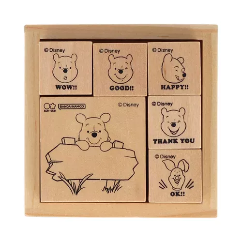 ੴ ｜JP#迪士尼#小熊維尼#問候語：印章組(約6×6×2.2cm)。
