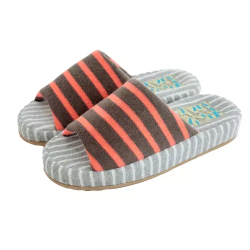 ੴ ｜JP#線條紋#女生#咖粉灰：室內鞋(M/約23~24.5cm)。