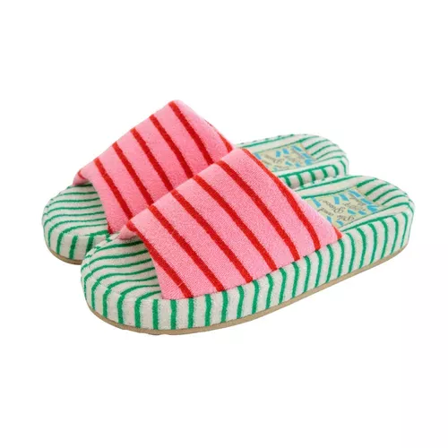 ੴ ｜JP#線條紋#女生#粉綠白：室內鞋(M/約23~24.5cm)。