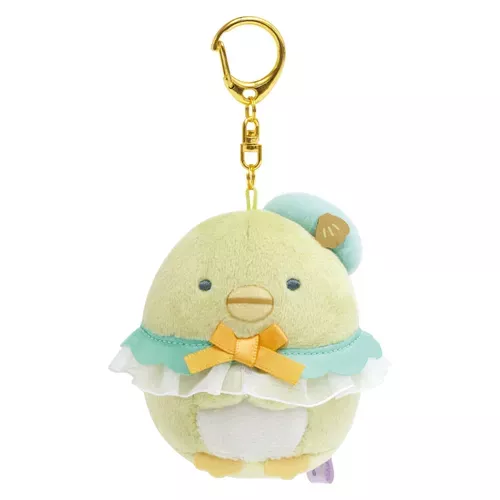 ੴ ｜JP#SANX#角落生物/角落小夥伴#企鵝礁潟湖#河童/綠企鵝#綠粉色：娃偶扭蛋盒玩佈景擺飾品鎖扣鑰匙圈吊飾三件組(約6.5×5×4.5cm)。