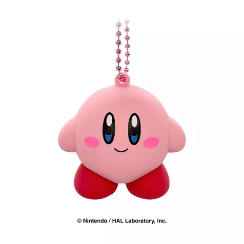 ੴ ｜JP#任天堂#星之卡比#紅臉蛋#粉：公仔扭蛋盒玩佈景擺飾品/鎖扣鑰匙圈吊飾兩件組(約H4.2×W4.2×D3.1cm)。
