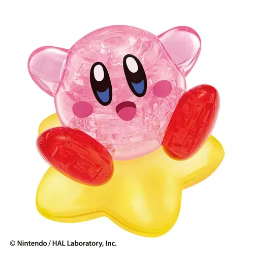 ܤ｜JP#任天堂#星之卡比#水晶風#立體款#拼圖/積木#紅粉黃：公仔扭蛋盒玩佈景擺飾品(完成約H77×W87×D87mm)。