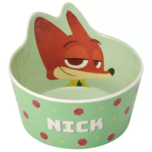 ܤ｜JP#迪士尼#動物方城市#尼克#綠：美耐皿，餐碗五件組(約120×120×58mm/耐溫120度/450ml)。