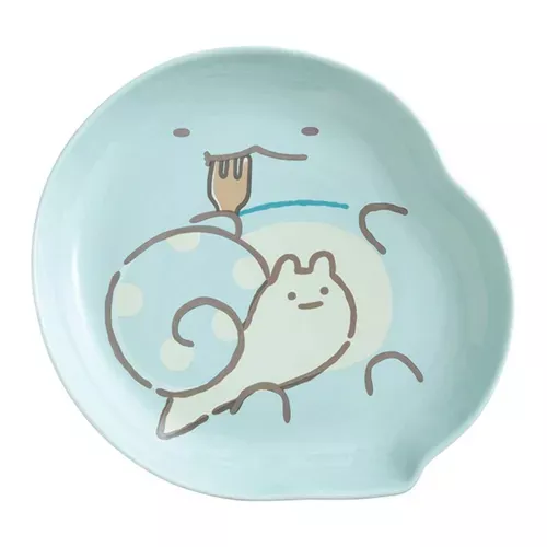 ܤ｜JP#SANX#角落生物/角落小夥伴#狸貓餐廳風#蜥蜴/蝸牛#藍：陶瓷，型盤子(約20×3.2cm)。