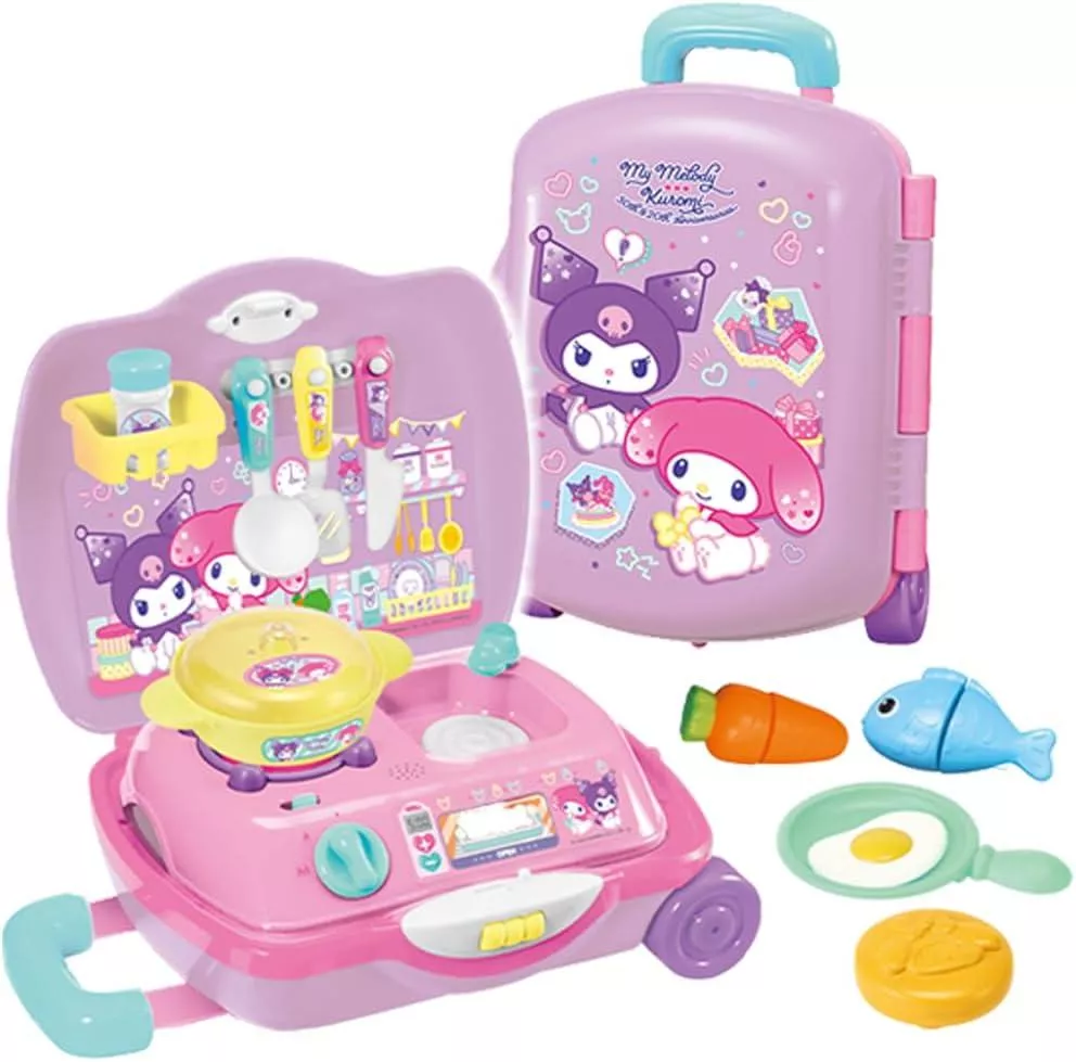 ܤ｜JP#三麗鷗#美樂蒂/酷洛米#行旅風#扮家酒#小廚房#紫粉色：遊戲玩具組(約11.5x24x32.5cm)。