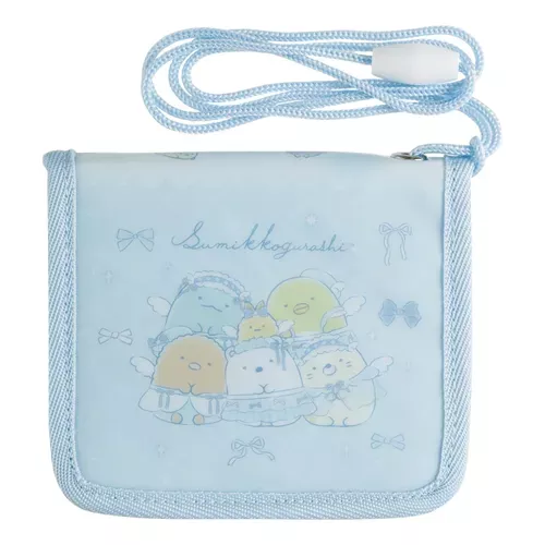 ܤ｜JP#SANX#角落生物/角落小夥伴#天使風#藍：錢包/手提肩背包三件組(約10×12.5×2cm)。