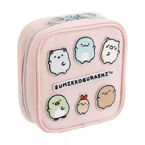 ܤ｜JP#SANX#角落生物/角落小夥伴#貼布風#粉：收納包(約12.5×12.5×5cm)。