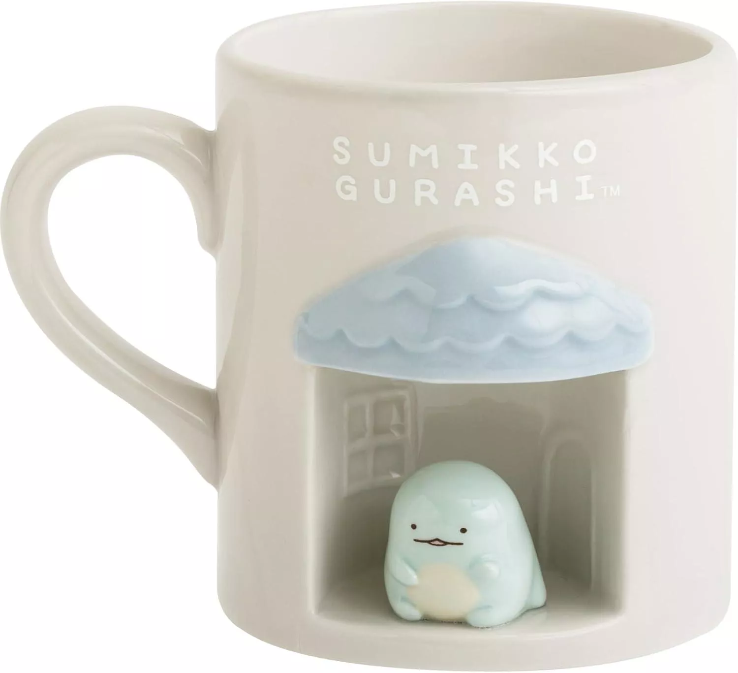 ܤ｜JP#SANX#角落生物/角落小夥伴#貓#小屋風#灰米色：陶瓷，馬克杯(約8x9cm/300ml)。