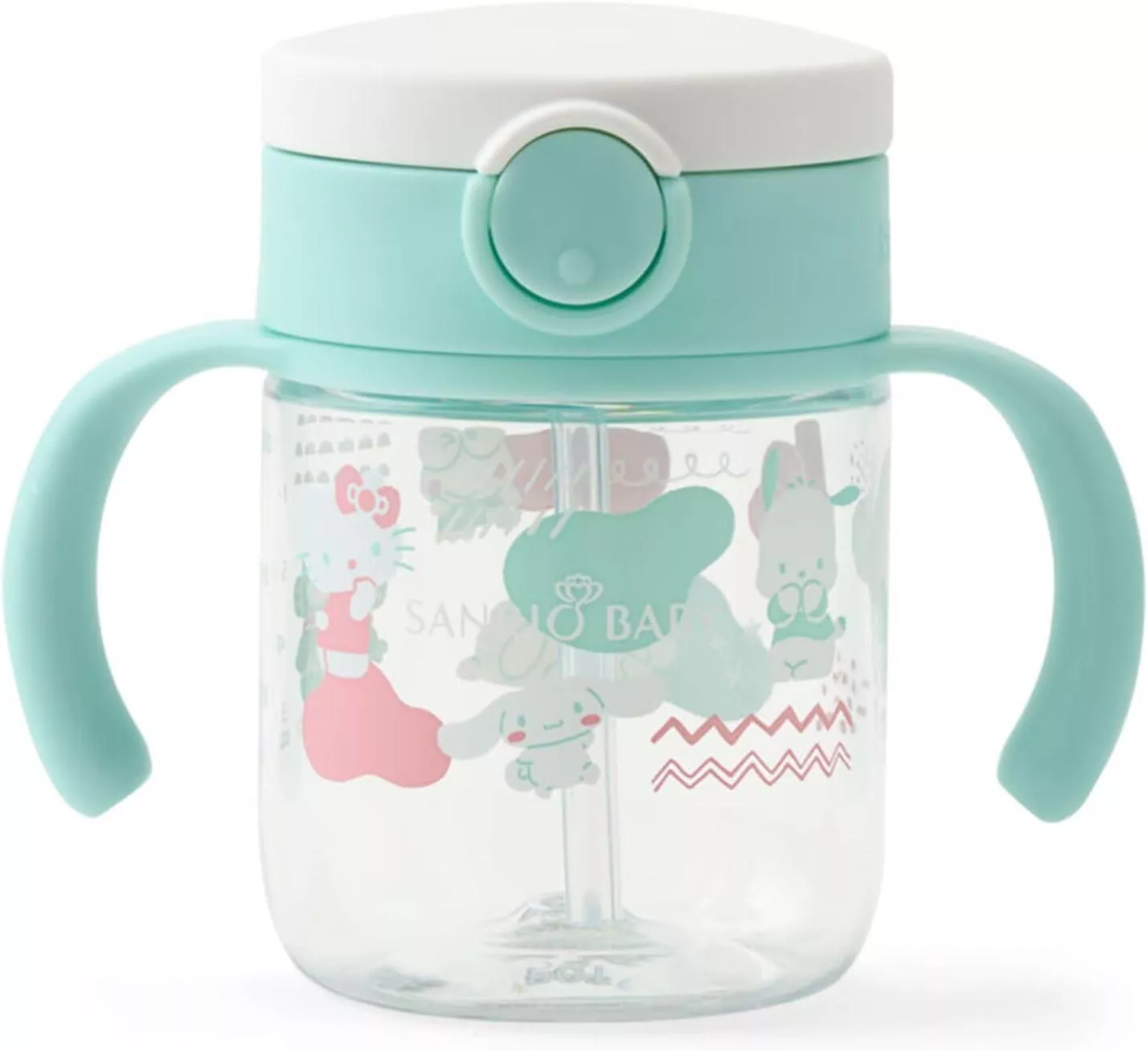 ܤ｜JP#三麗鷗#家族#雜線風#透綠白：吸管杯(約12.4×7.5×10.5cm/270ml)。