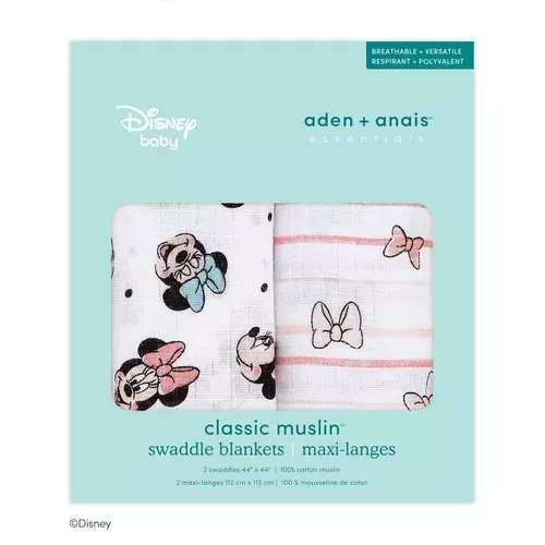 ܤ｜JP#迪士尼#米妮#粉白色：襁褓巾/紗布被，兩入組(約112×112cm)。