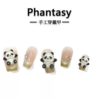 Phantasy 熊貓法式夢 短方梯 客制化手工穿戴甲