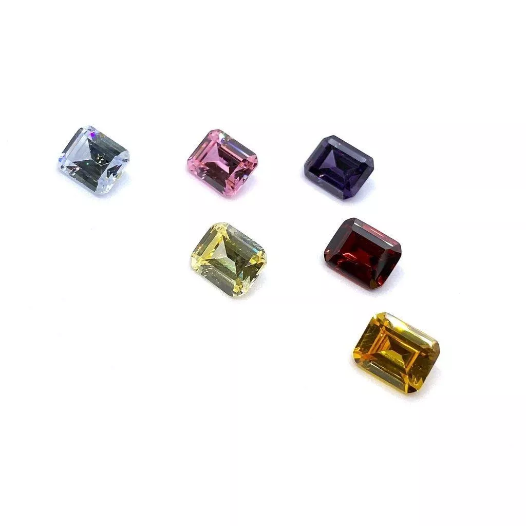 長方形 CZ鑽 CZ鋯石 祖母綠形切工 透明 粉 石榴紅 紫 鵝黃 金黃 裸鑽 蘇聯鑽 金工蠟雕 戒指 項鍊 首飾DIY