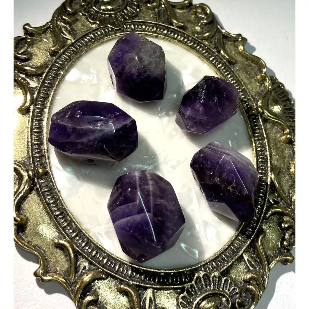 紫水晶隨形切面珠 橫孔 DIY手作 天然石手作材料 單個隨機出貨