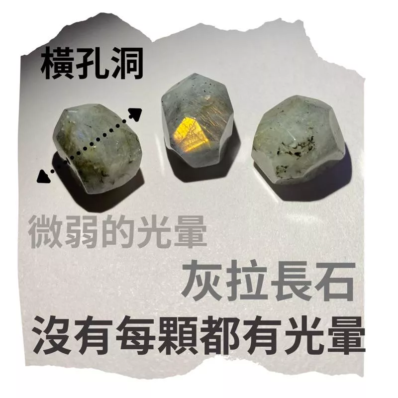 灰拉長石隨形切面珠 橫孔 切面不規則 切角隨形珠 手作材料 單個隨機 沒有每個都有光暈