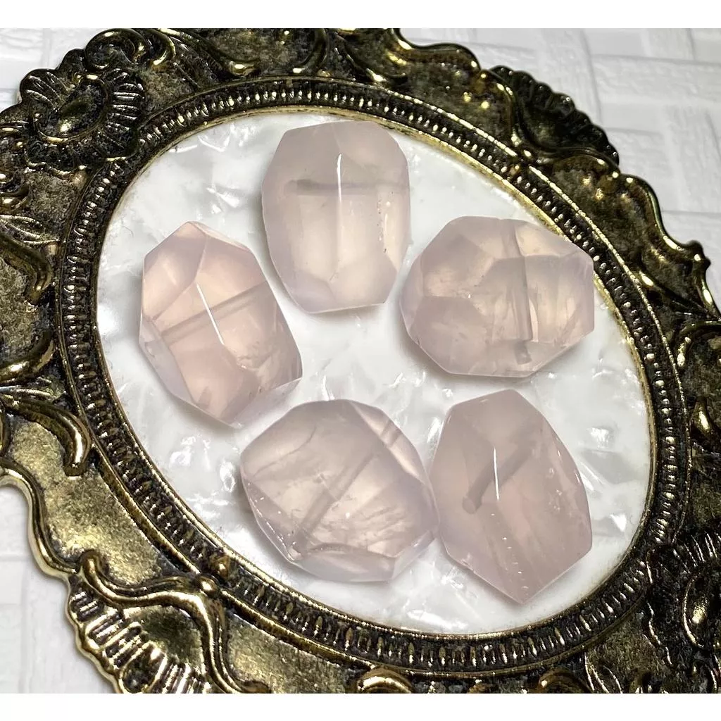 粉晶隨形切面珠 橫孔 DIY手作 天然石手作材料 單個隨機出貨 顏色粉嫩透