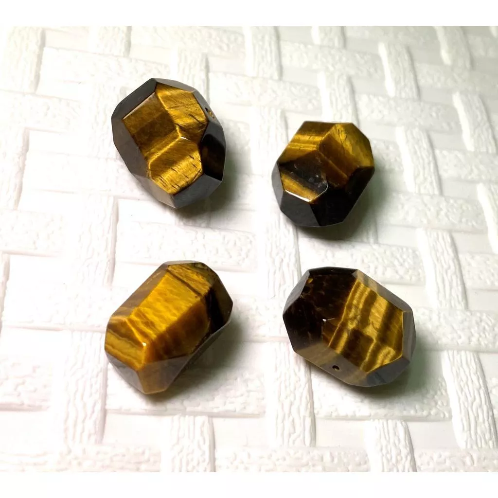 虎眼石隨形切面珠 橫孔 DIY手作 天然石手作材料 單個隨機出貨 有孔洞