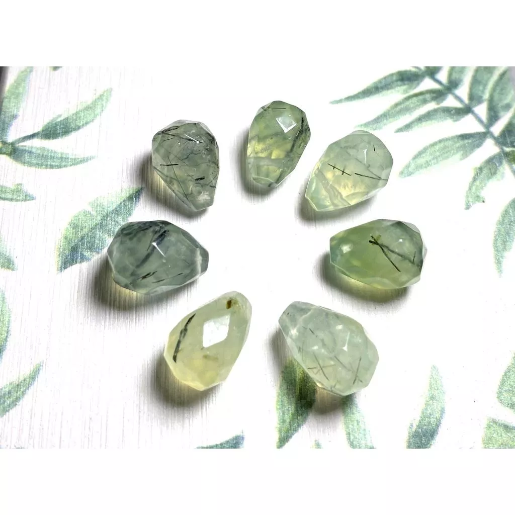 葡萄石切面水滴吊墜 天然石手作材料 單個隨機出貨 手鍊項鍊飾品配件DIY