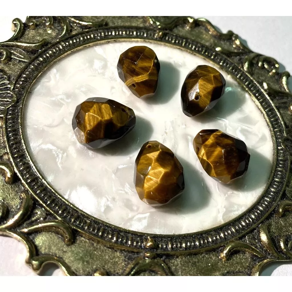 虎眼石切面水滴吊墜 DIY手作 天然石手作材料 單個隨機出貨 手鍊項鍊飾品配件DIY