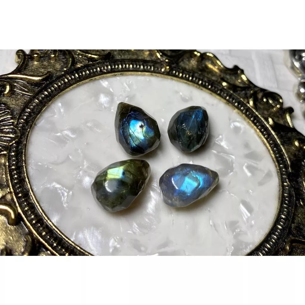 拉長石切面水滴吊墜 適合DIY手作 天然石手作材料 單個隨機出貨 手鍊項鍊飾品配件DIY