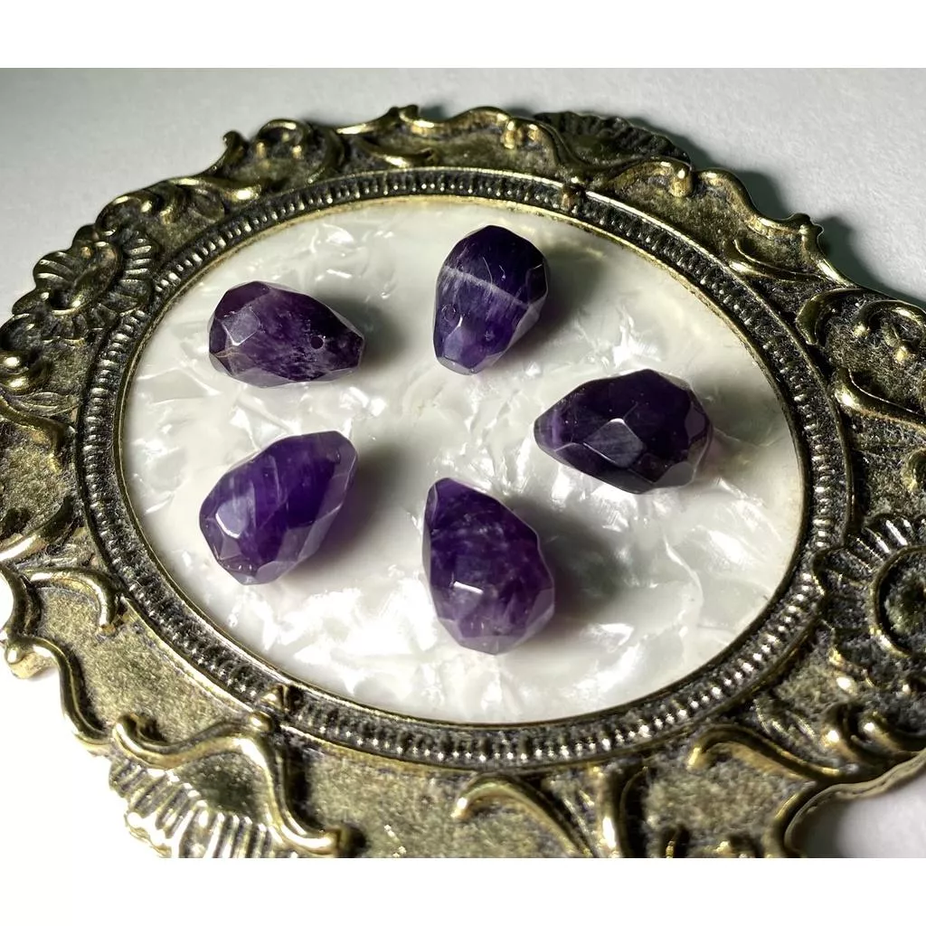 紫水晶切面水滴吊墜  單個隨機出貨 手鍊項鍊飾品配件DIY