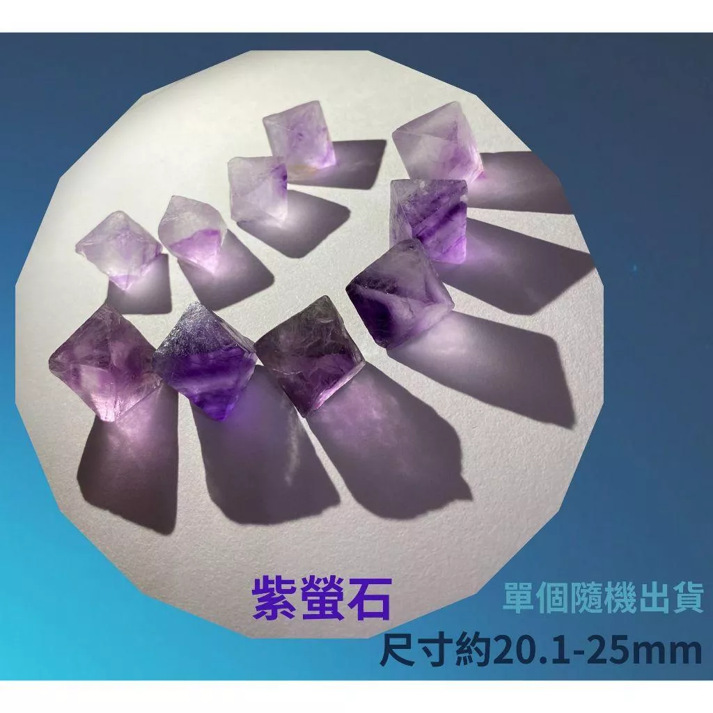 八面螢石晶體原礦 紫螢石 彩螢石 藍綠螢石 綠螢石 15-25 mm DIY墜子 吊飾 鑰匙圈 像極冰塊及極光色彩 單個