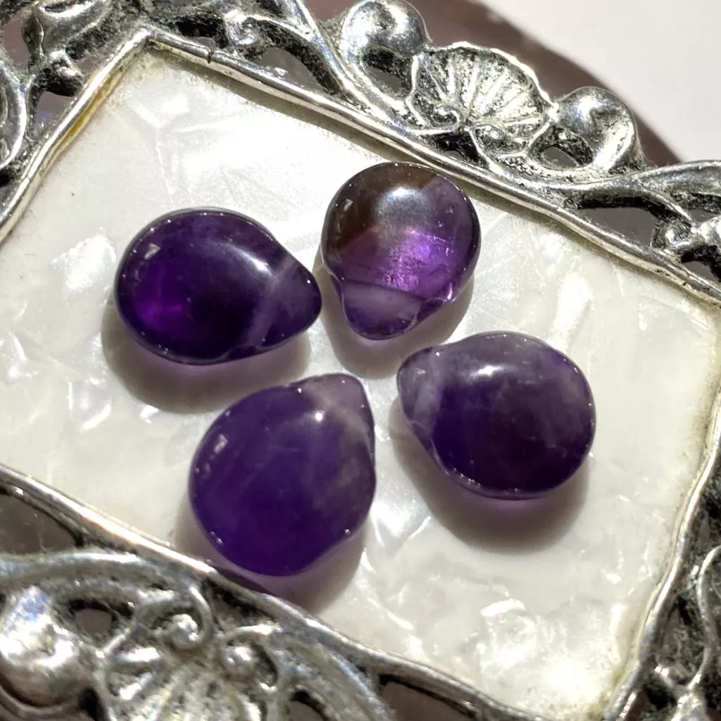 花瓣水滴造型水晶散珠 12*10mm 紫水晶 隔珠 DIY金屬編織 DIY飾品 DIY串珠 單個