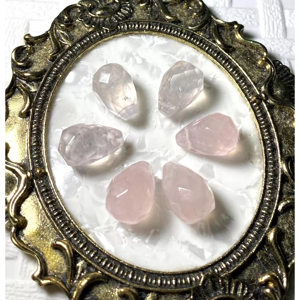 粉晶切面水滴吊墜 適合DIY手作 天然石手作材料 單個隨機出貨 手鍊項鍊飾品配件DIY