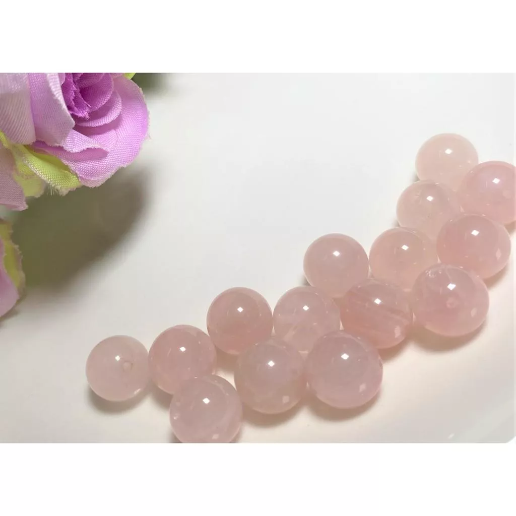 粉晶 6mm 8mm 10mm 12mm 14mm 散珠圓珠 直通隔珠 DIY飾品配件材料 單顆隨機 DIY串珠編織