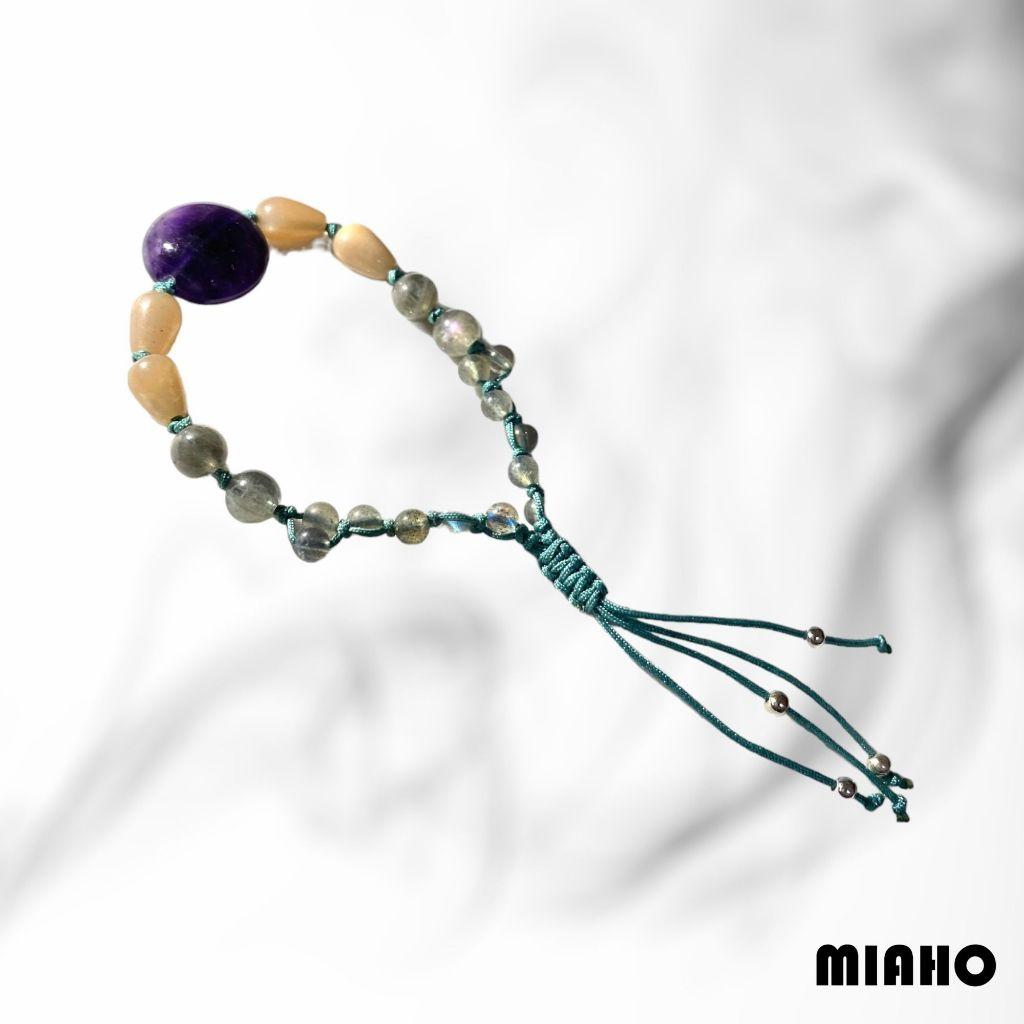 miaho 天然紫水晶編織手鍊 手作中國結編織