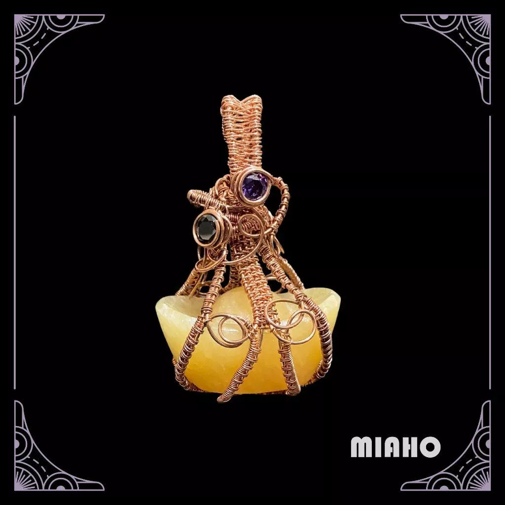 miaho 米黃玉元寶掛飾 居家擺設 手工編織