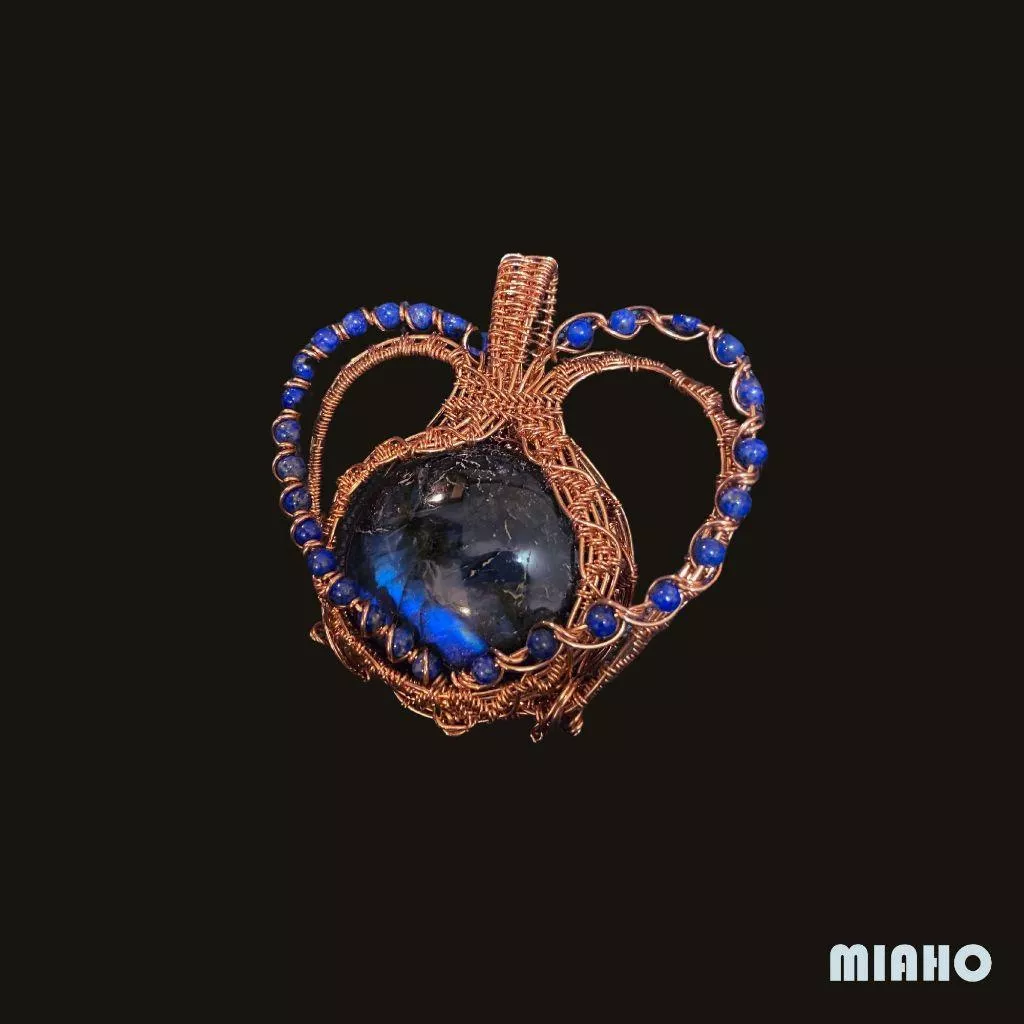 miaho 拉長石愛心掛飾 手工製作