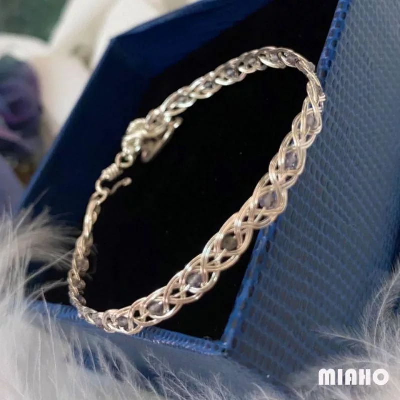 miaho 堇青石純銀手鍊 手工編織