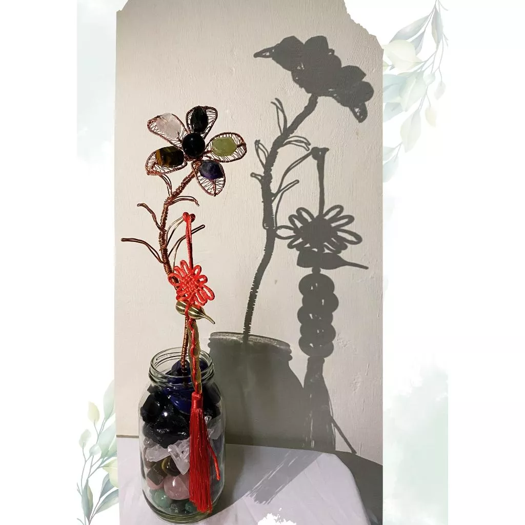 miaho 五行水晶花 手工編織 黃銅葫蘆 五帝錢 居家擺飾