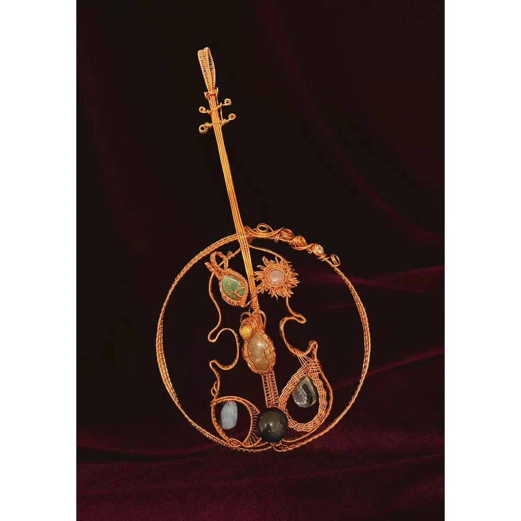 miaho 小提琴五行水晶擺件 手工編織